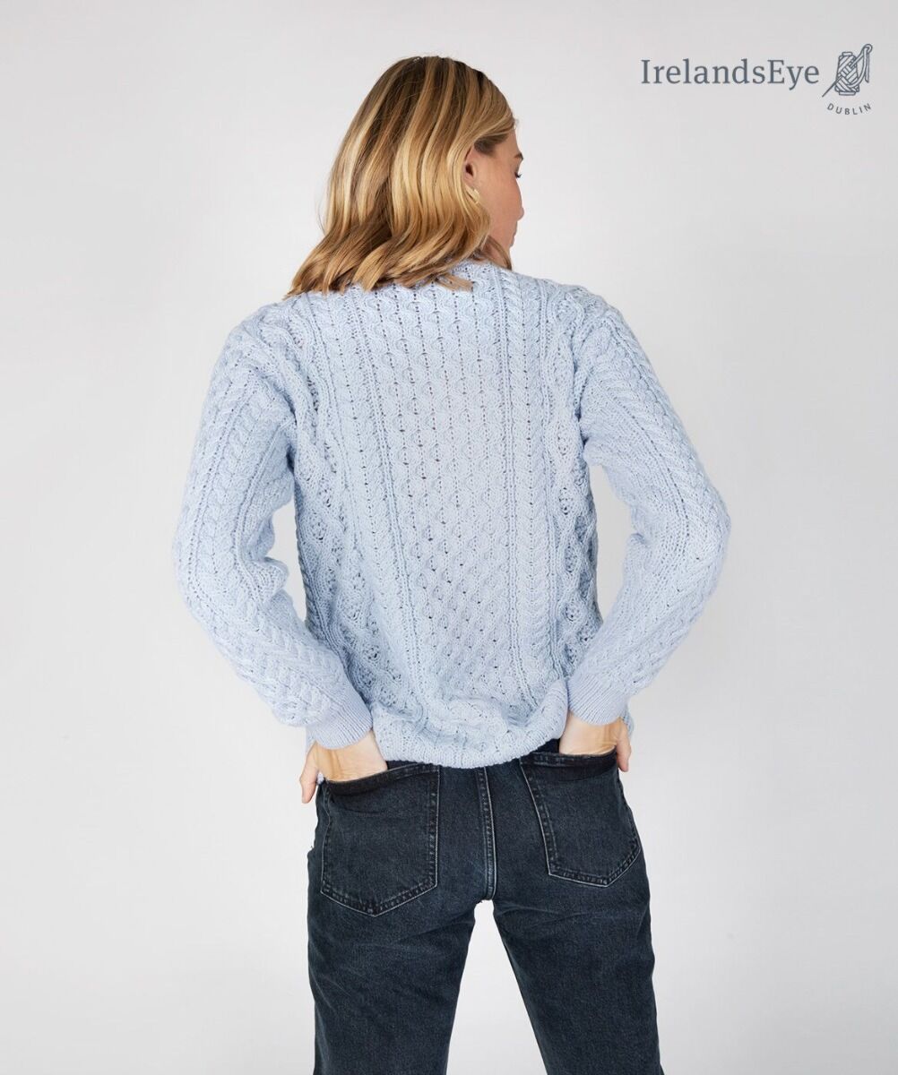 Unisex Heavyweight Aran Sweater Ice Blue