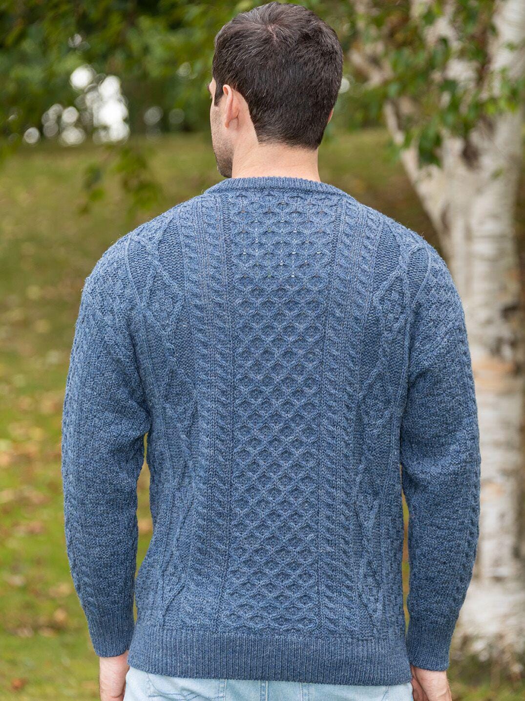 Pure Wool Aran Sweater Denim - Unisex