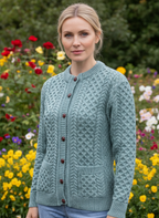 Ladies Cable Knit Cardigan Aqua