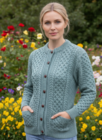Ladies Cable Knit Cardigan Aqua
