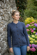 Ladies Cable Knit Cardigan Denim Marl