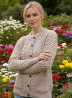 Ladies Cable Knit Cardigan Parsnip