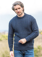 Unisex 100% Merino Wool Aran Sweater - Blackwatch
