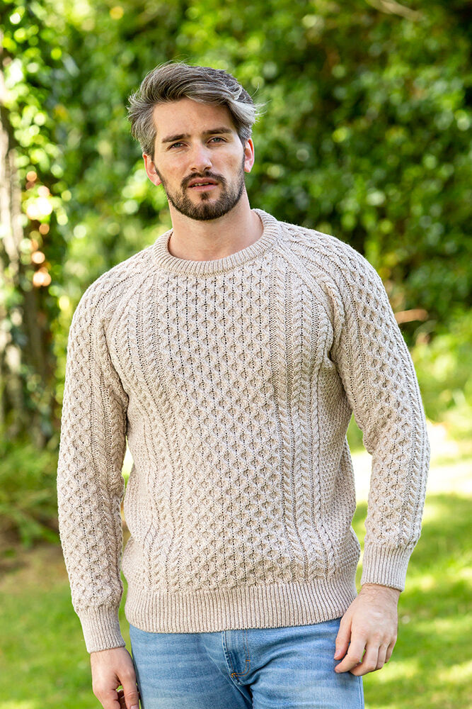 Fisherman Aran Sweater Parsnip Merino Wool