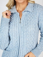 Irish Cardigan with Zip Sky Blue