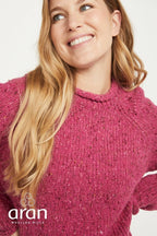 Ladies Roll Neck Raglan Crew Pink