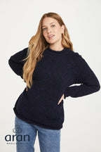 Ladies Roll Neck Raglan Crew Navy Fleck
