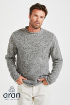 100% Donegal Wool Roll Neck Sweater Grey