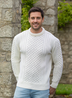 Unisex Merino Wool Aran Sweater - Natural