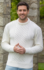Unisex Merino Wool Aran Sweater - Natural