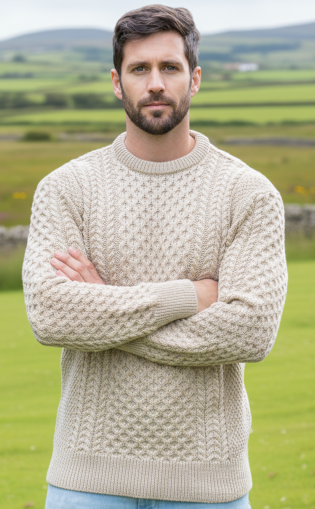 Fisherman Aran Sweater Parsnip Merino Wool