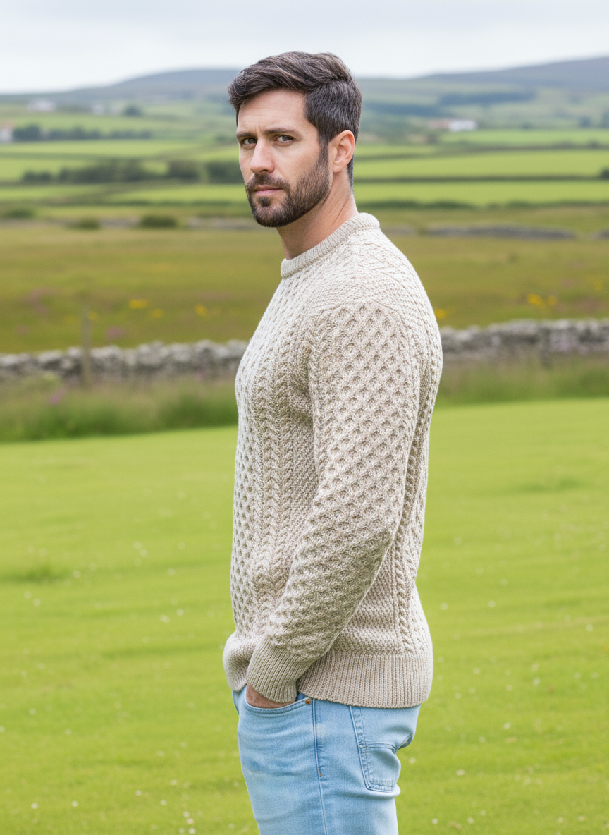 Fisherman Aran Sweater Parsnip Merino Wool