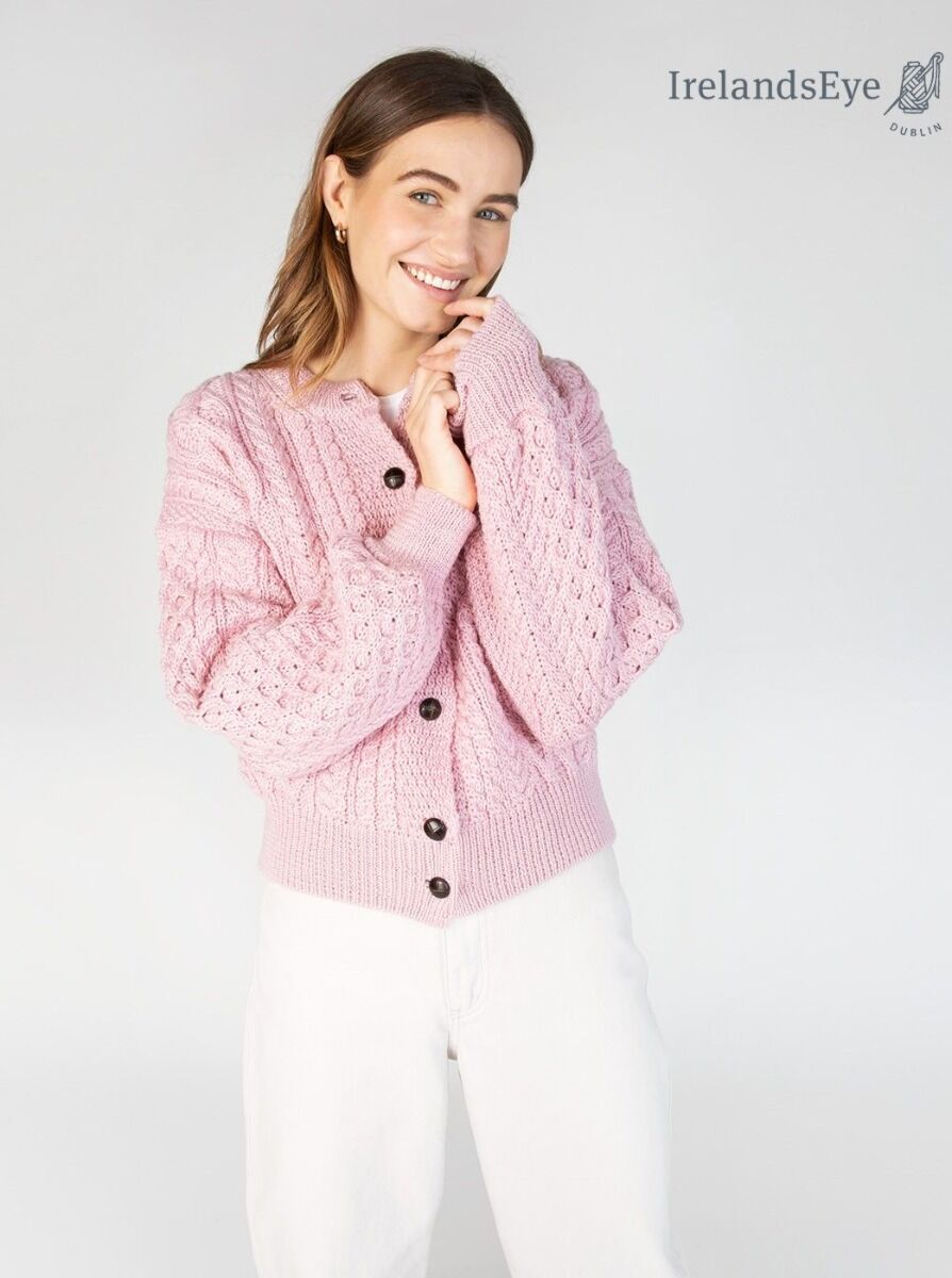 Clover Cropped Cardigan Pale Pink