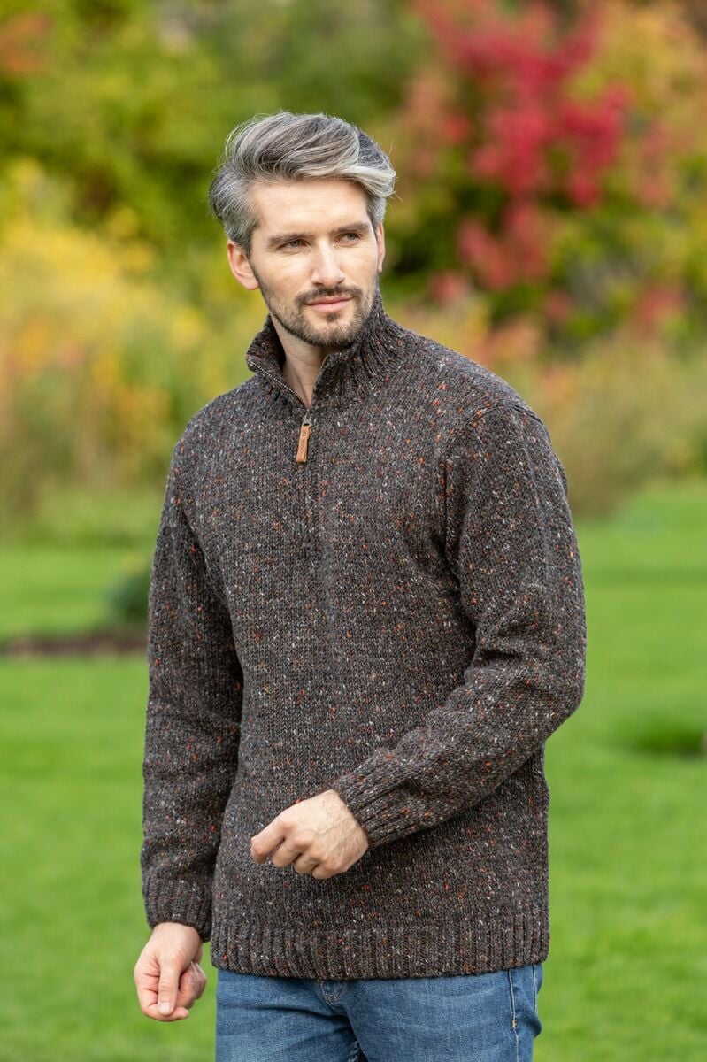 Donegal Wool Half Zip Sweater - Graphite