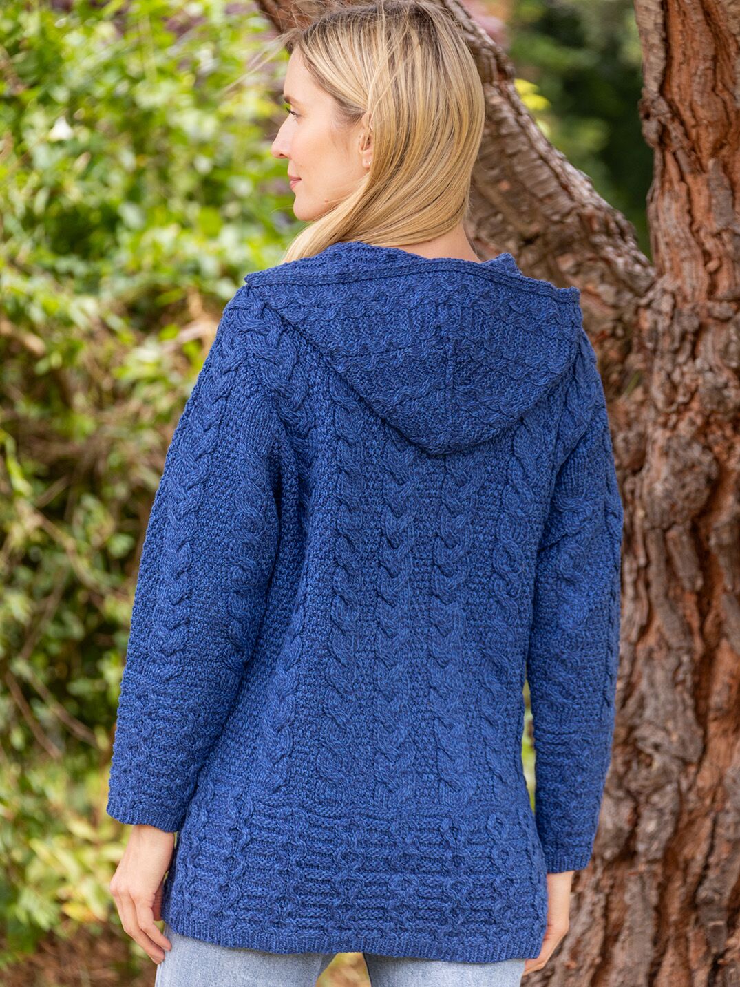 Hooded Zip Coat - Blue Marl
