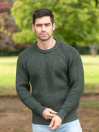 Mens Ribbed Crew Neck Sweater Green