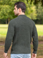 Mens Ribbed Crew Neck Sweater Green