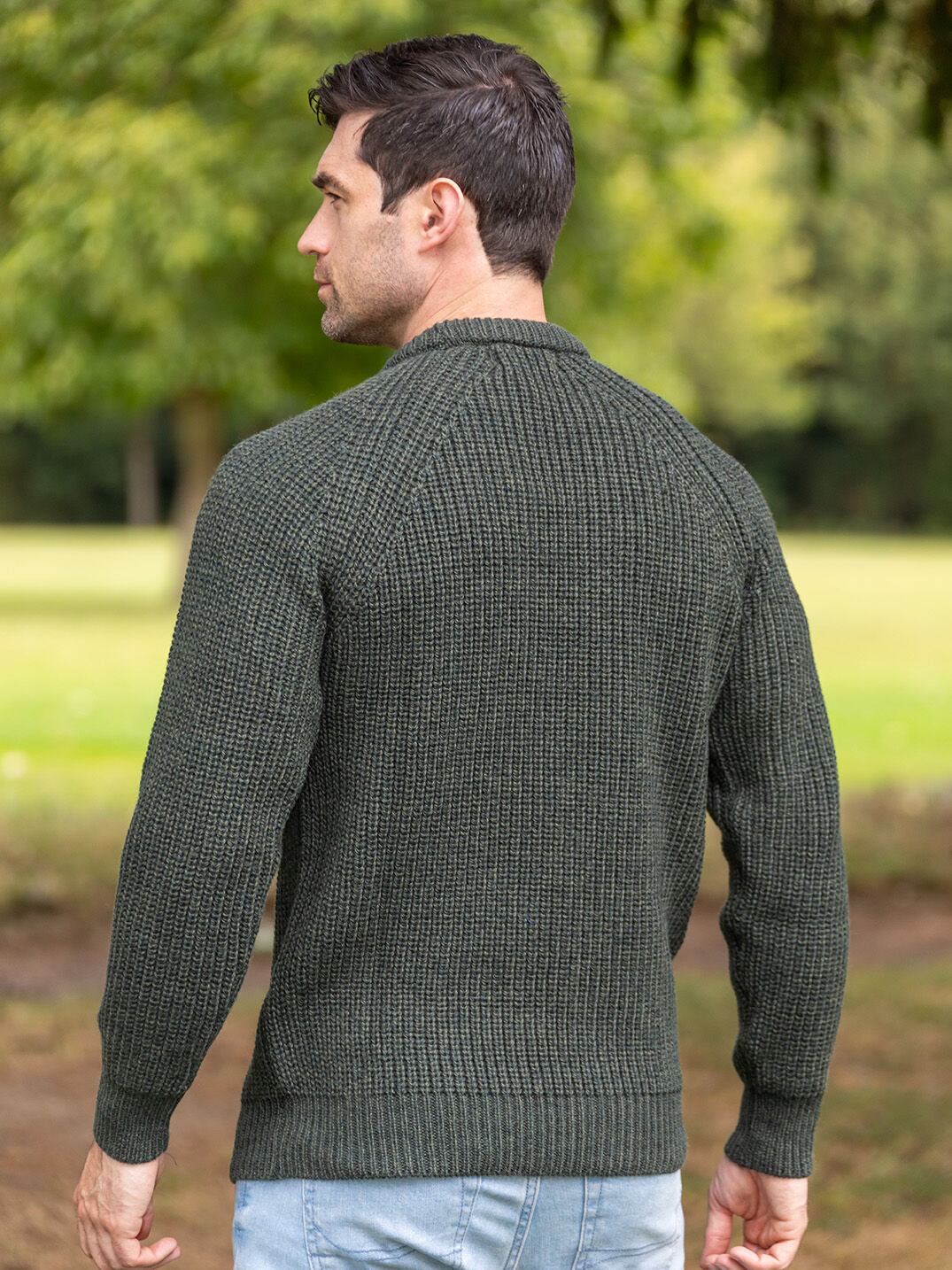 Mens Ribbed Crew Neck Sweater Green