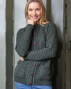 Irish Aran Cardigan Army Green