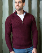 Men's half zip ribbed sweater Claret