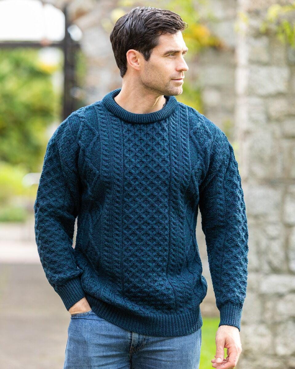 Pure Wool Unisex Aran Sweater Blackwatch