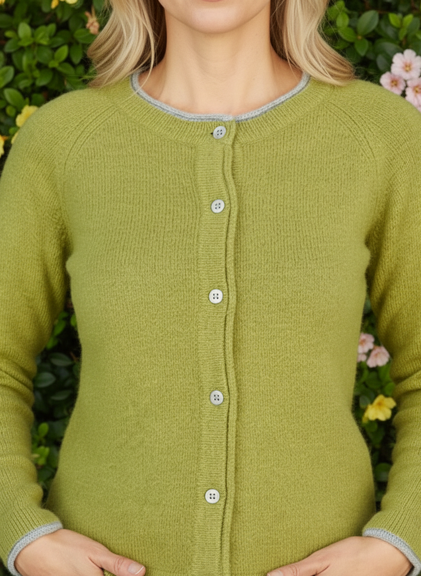 Wool and Cashmere Cardigan Apple