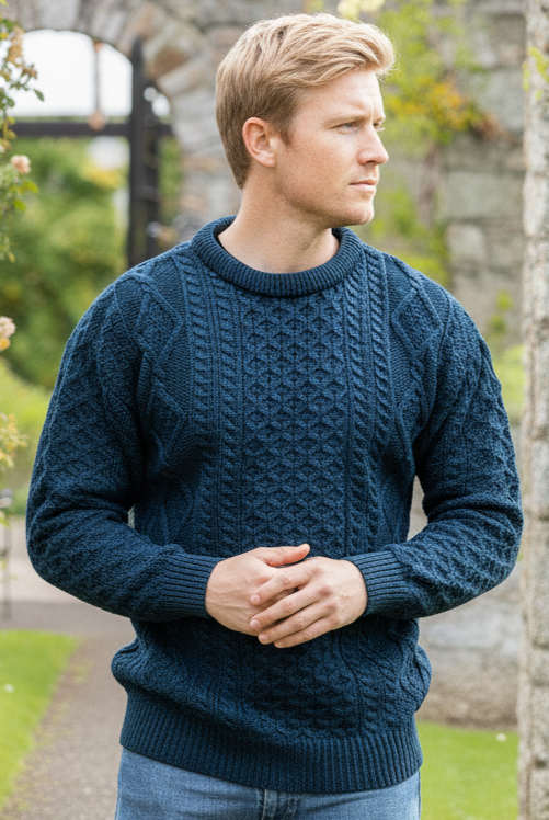 Pure Wool Unisex Aran Sweater Blackwatch