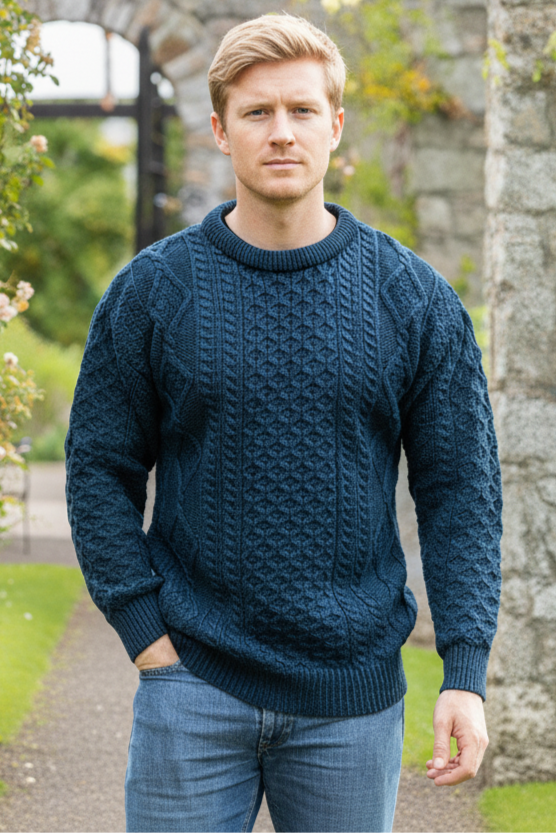 Pure Wool Unisex Aran Sweater Blackwatch
