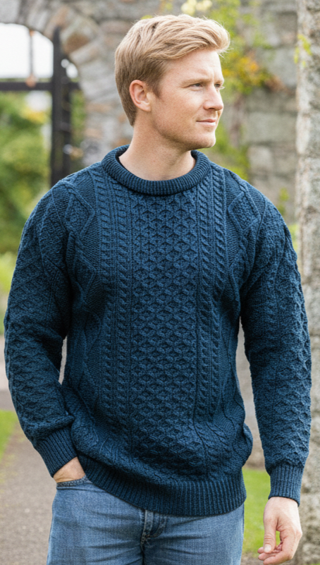 Pure Wool Unisex Aran Sweater Blackwatch