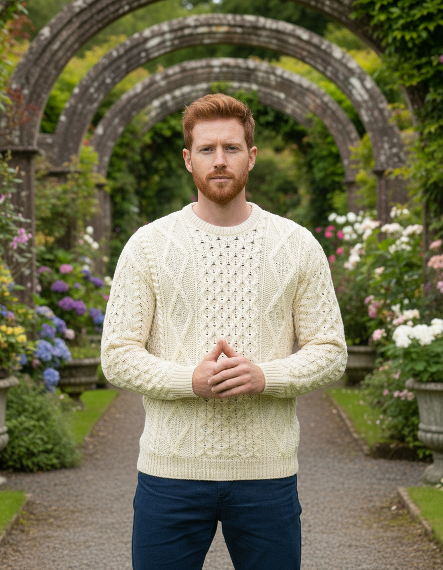 Pure Wool Aran Sweater Natural - Unisex