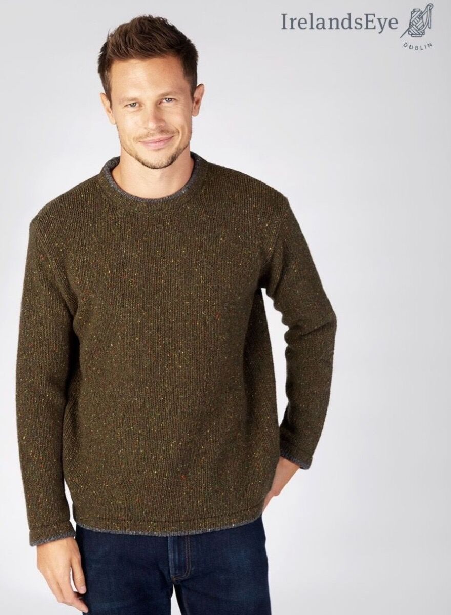 Men's Crew Neck Wool and Cashmere Sweater Loden
