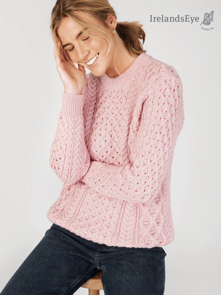 Unisex Heavyweight Aran Sweater Pink