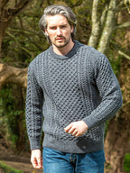 Unisex Merino Wool Aran Sweater - Slate