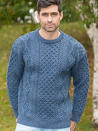 Pure Wool Aran Sweater Denim - Unisex