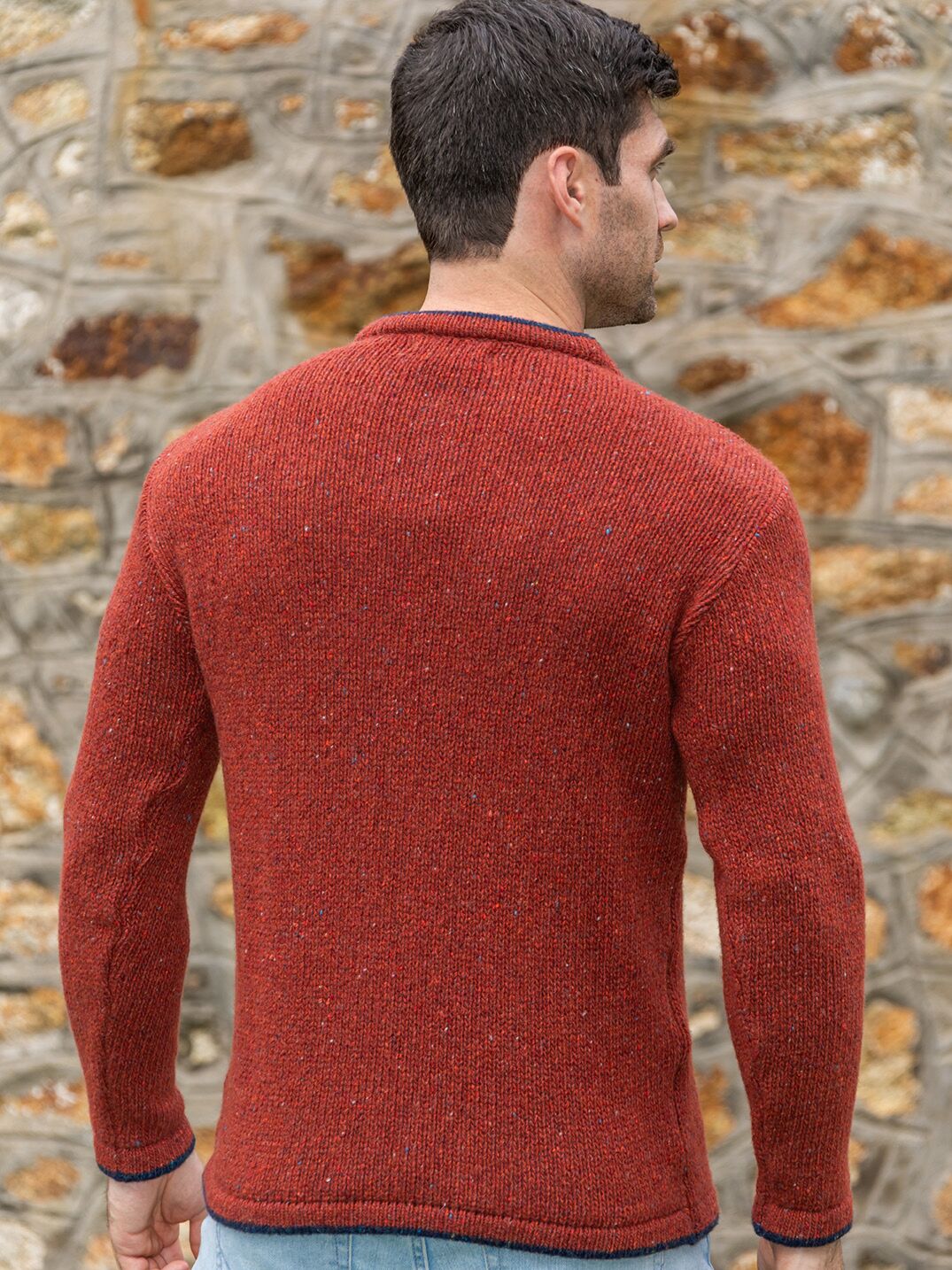 Men's Wool and Cashmere Crew Neck Copper Marl