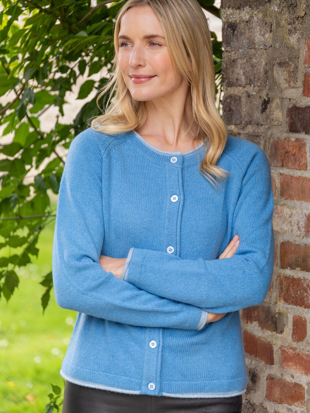 Wool and Cashmere Cardigan Azure Blue