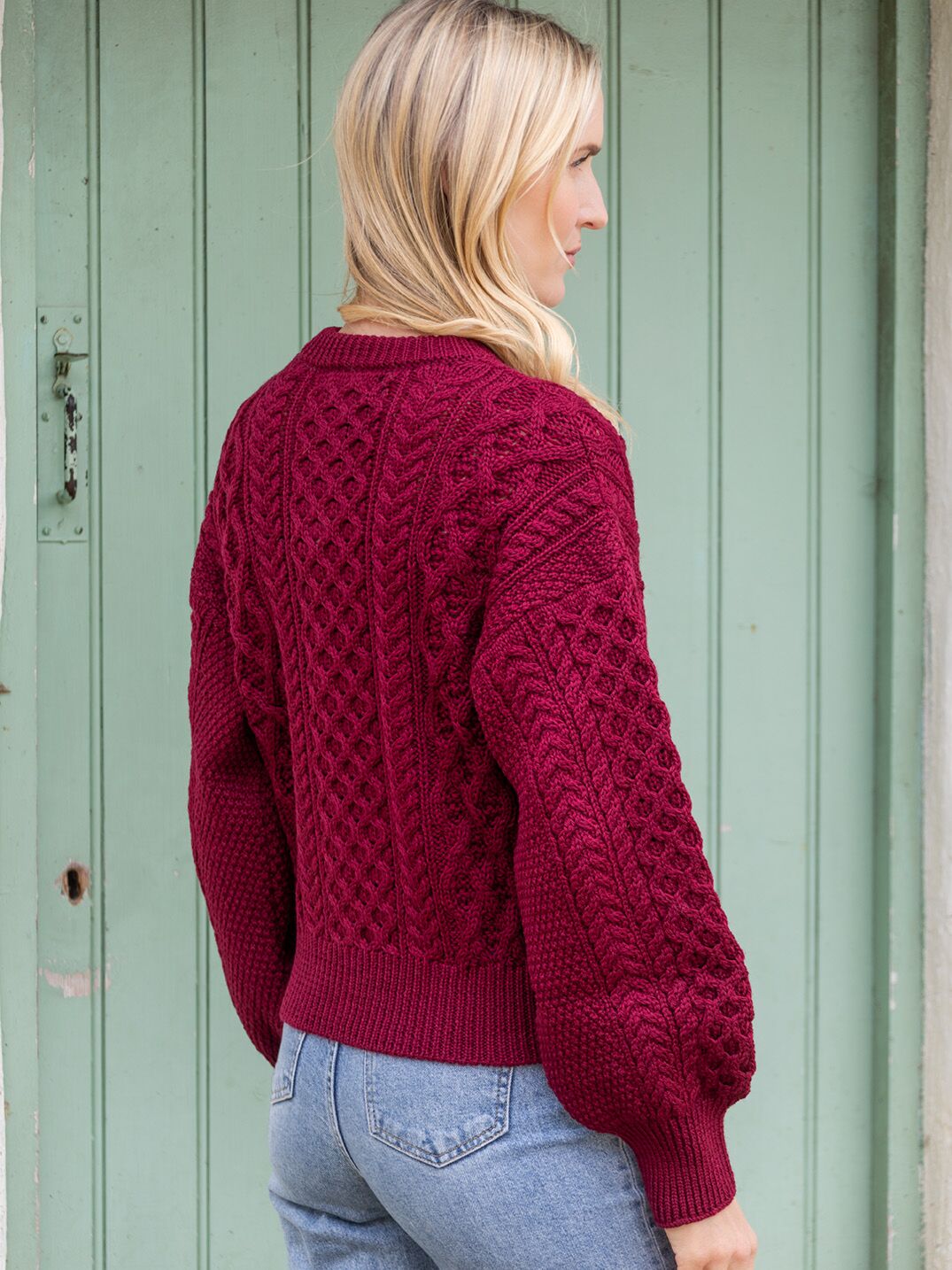 Clover Cropped Cardigan Claret