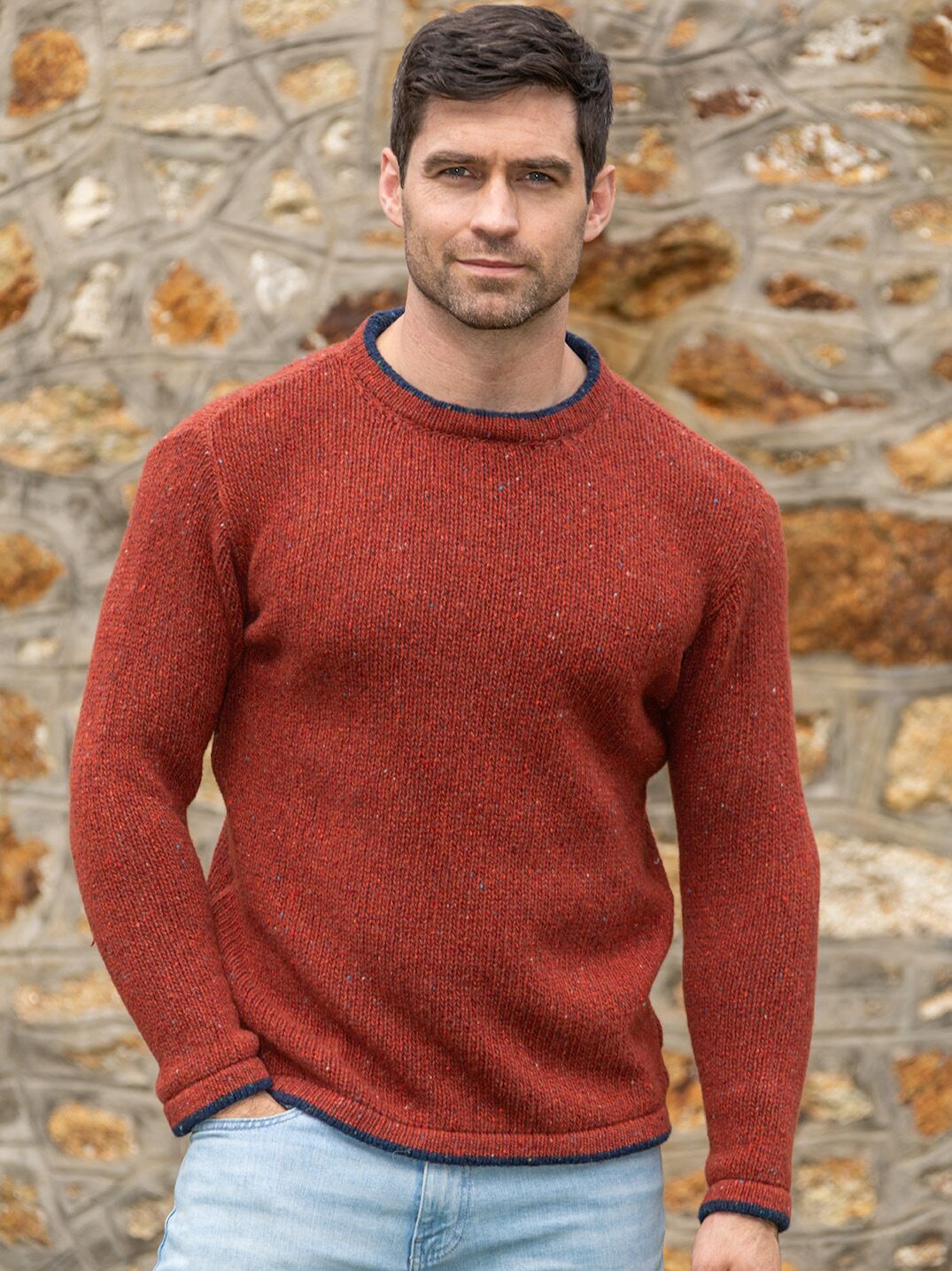 Men's Wool and Cashmere Crew Neck Copper Marl