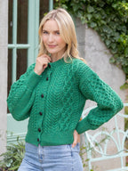 Clover Cropped Cardigan Green