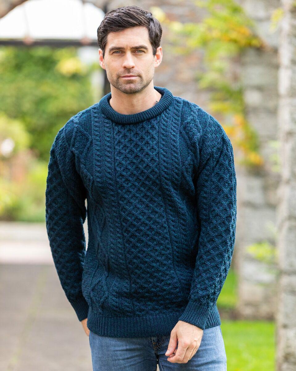 Pure Wool Unisex Aran Sweater Blackwatch