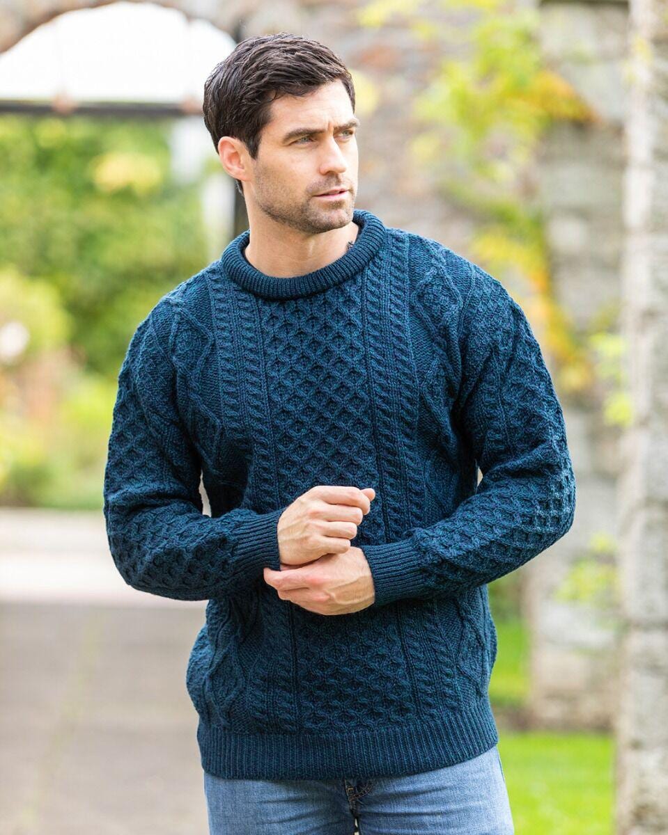 Pure Wool Unisex Aran Sweater Blackwatch