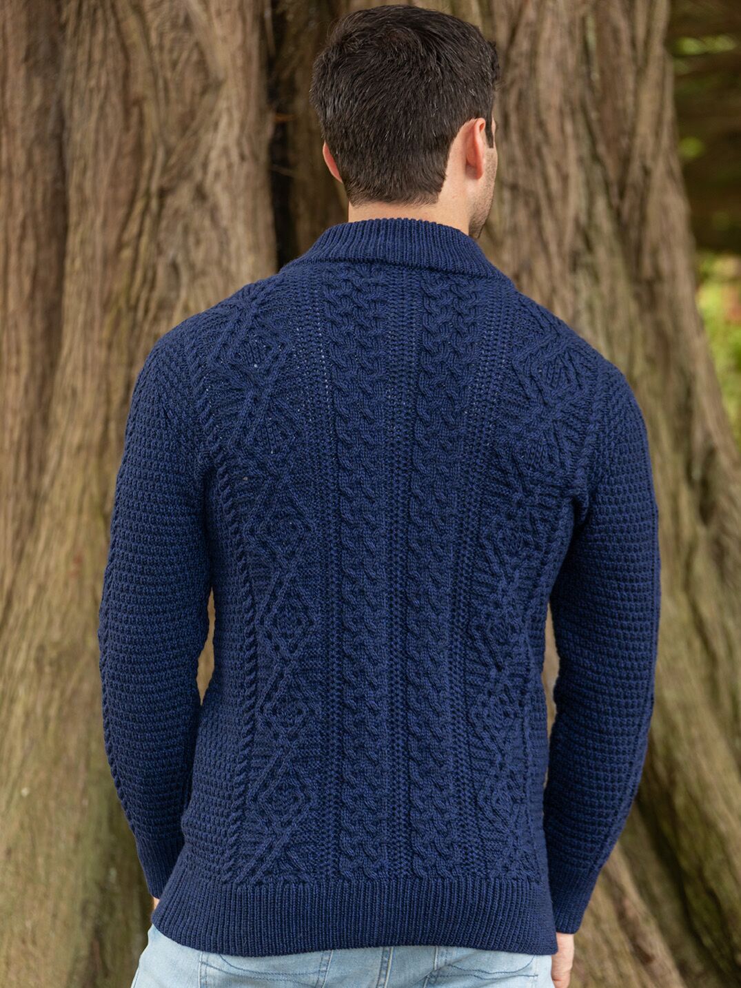 Men's Fisherman Full Zip Cardigan Deep Water Blue