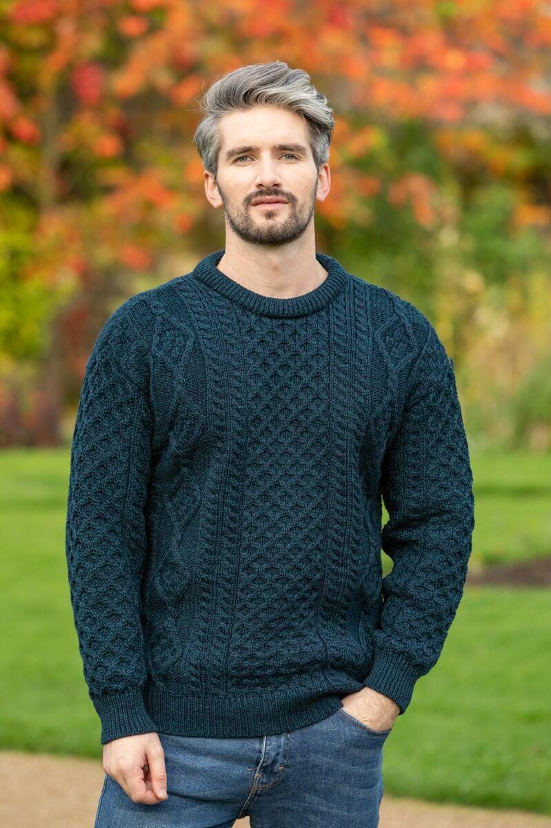 Pure Wool Unisex Aran Sweater Blackwatch