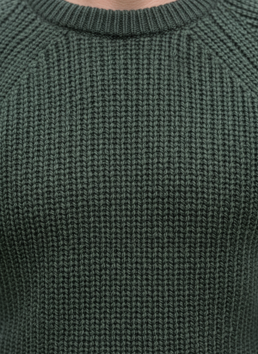 Mens Ribbed Crew Neck Sweater Green