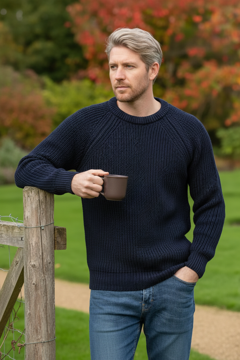 Fisherman Rib Sweater Navy
