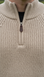 Men's half zip ribbed sweater Camel