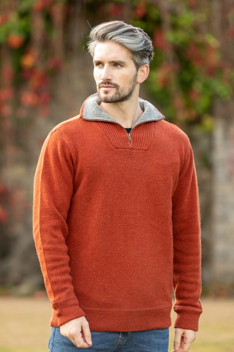 Half Zip Lambswool Sweater Russet