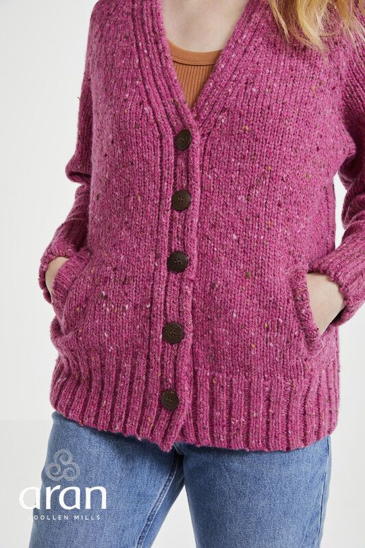 Ladies Donegal Cardigan Pink