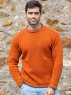 Men's Crew Neck Wool and Cashmere Sweater Terracotta