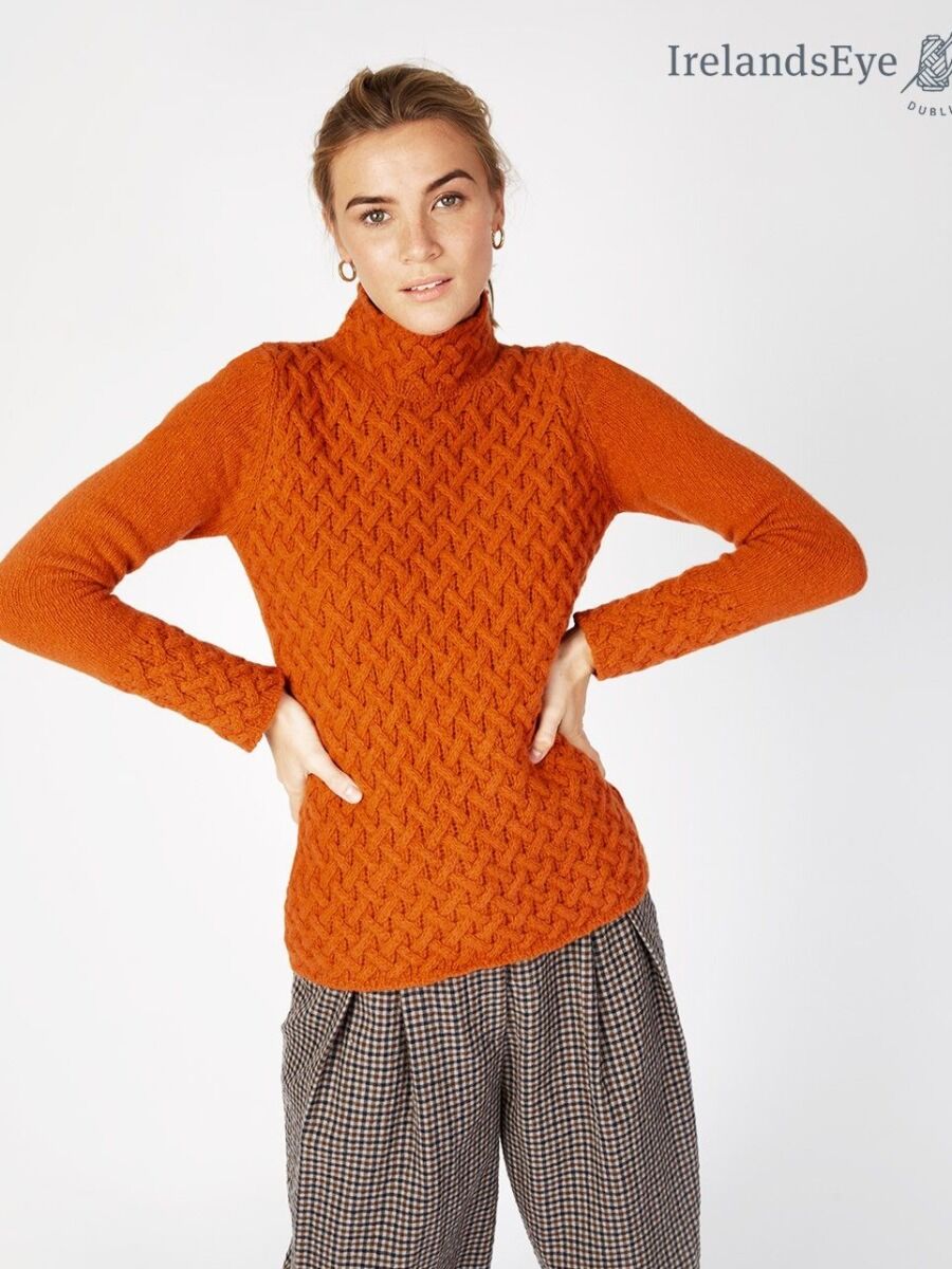 Luxurious Wool & Cashmere Trellis Sweater - Terracotta